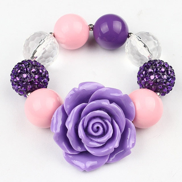 Girls Bowknot Chunky Beads Bracelet