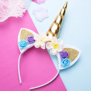 Girls Flower Cat Ears Unicorn Headbands