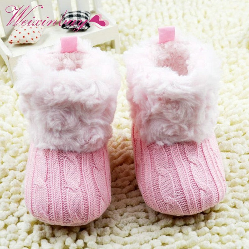 Infant Crochet Knit Fleece Ankle Boots