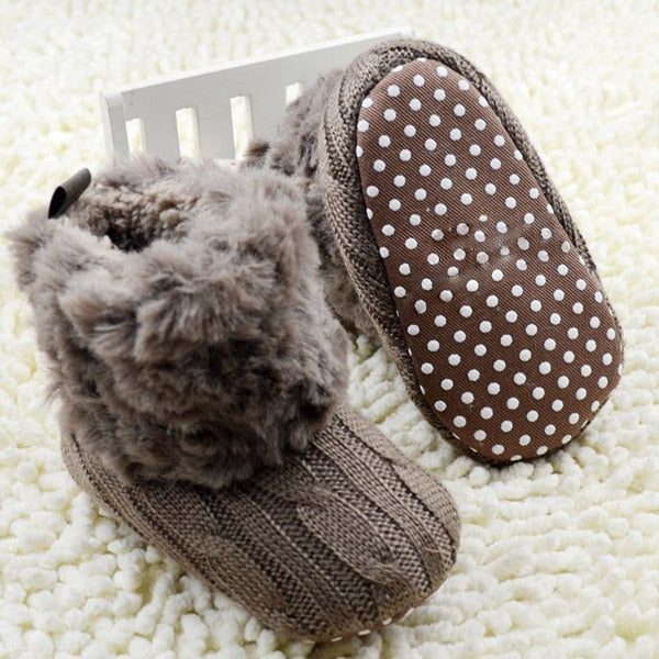 Infant Crochet Knit Fleece Ankle Boots