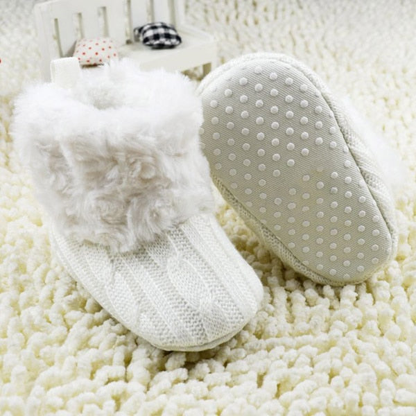 Infant Crochet Knit Fleece Ankle Boots