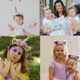 Girls Flower Cat Ears Unicorn Headbands