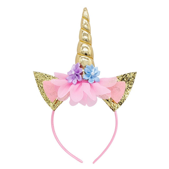 Girls Flower Cat Ears Unicorn Headbands