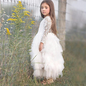 Girls' Irregular Lace Dress