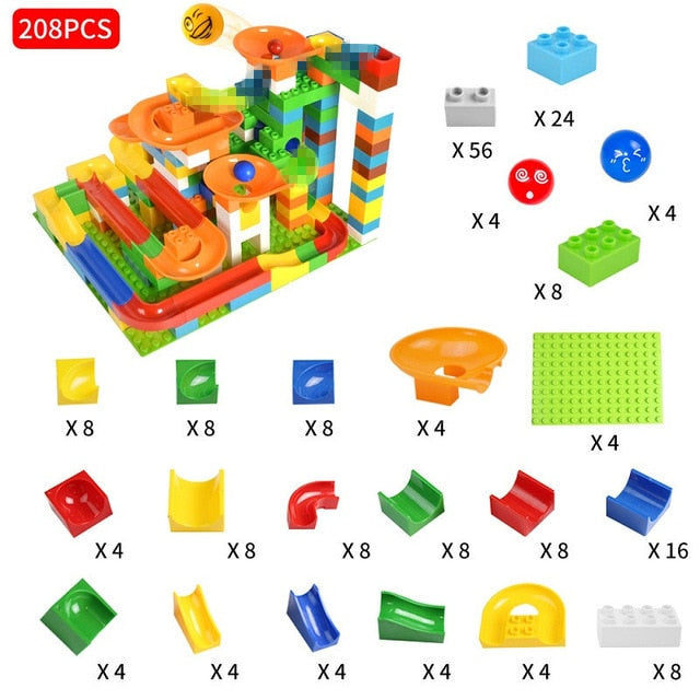 52-208Pcs Maze Balls Track Building Blocks