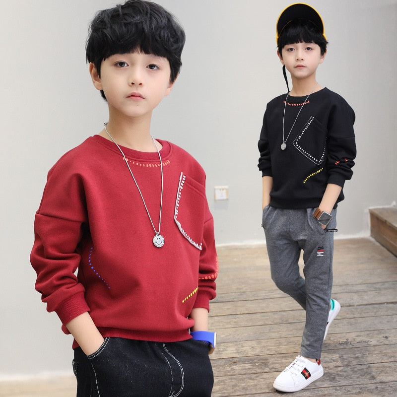 Long Sleeve Solid Cotton Children T-Shirt