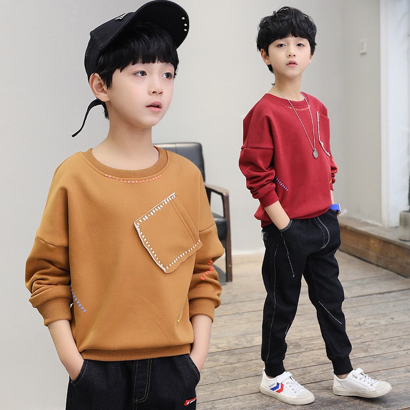 Long Sleeve Solid Cotton Children T-Shirt