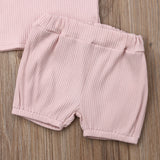 2Pcs Kids Casual Pure Color Outfit