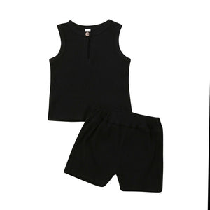 2Pcs Kids Casual Pure Color Outfit