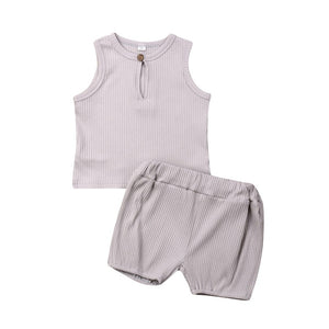 2Pcs Kids Casual Pure Color Outfit