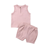 2Pcs Kids Casual Pure Color Outfit